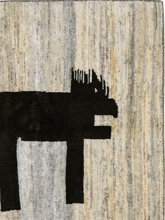 Modern Persian Gabbeh Pictorial Throw Rug (Pair: 1 of 2), No.32086 - Gsblank