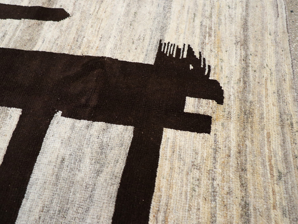 Modern Persian Gabbeh Pictorial Throw Rug (Pair: 1 of 2), No.32086 - Gsblank