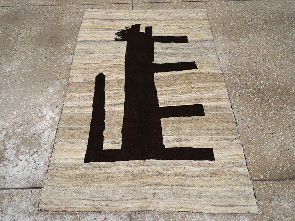 Modern Persian Gabbeh Pictorial Throw Rug (Pair: 1 of 2), No.32086 - Gsblank