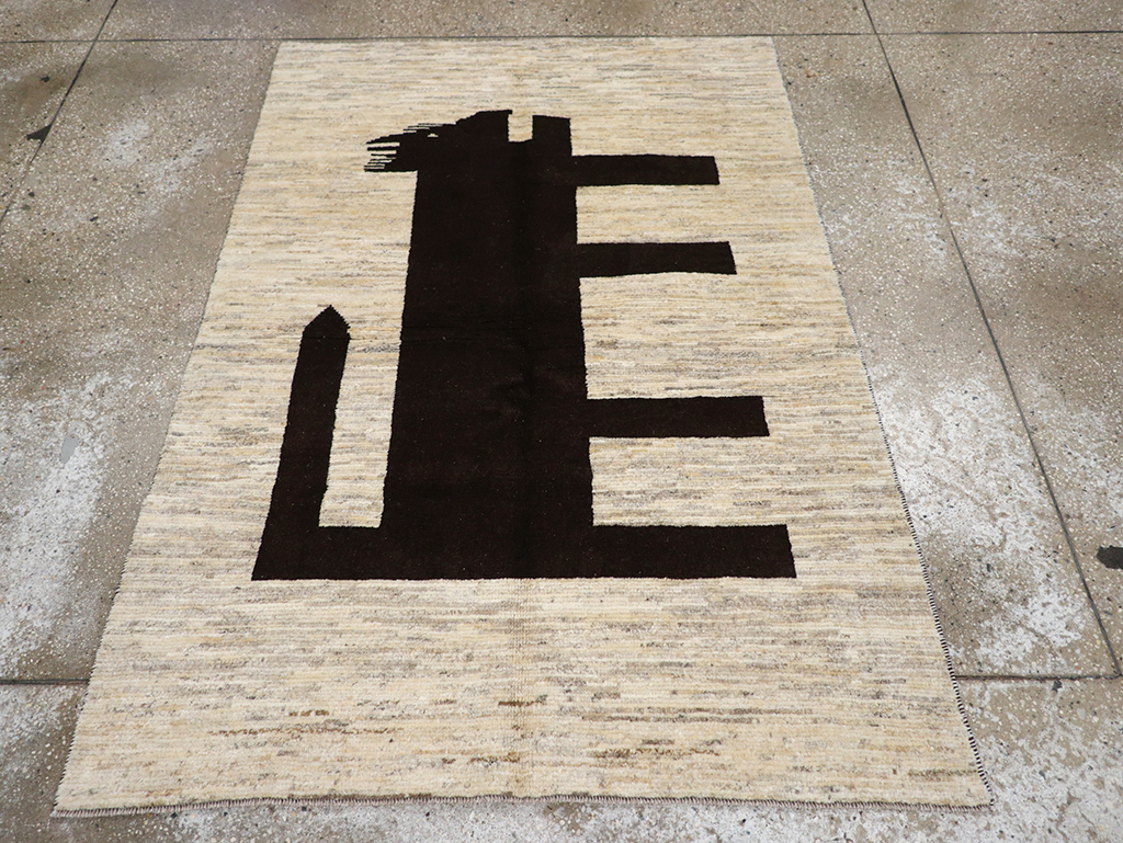 Modern Persian Gabbeh Pictorial Throw Rug (Pair: 2 of 2), No.32087 - Gsblank