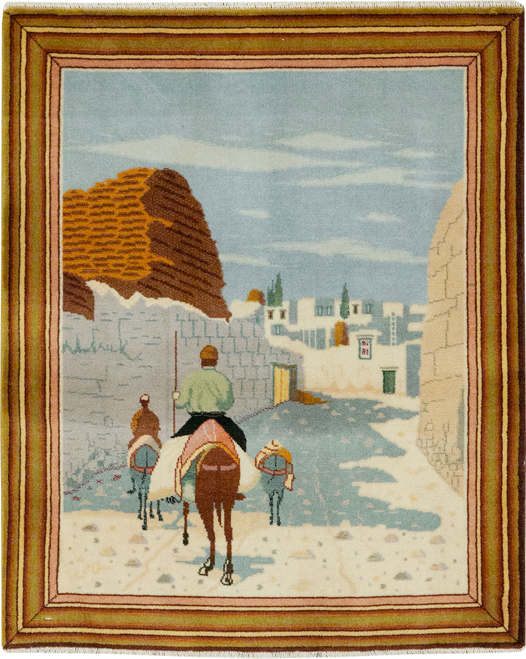 Vintage Persian Tabriz Pictorial Rug (Pair: 2 of 2), No.32100 - Gsblank