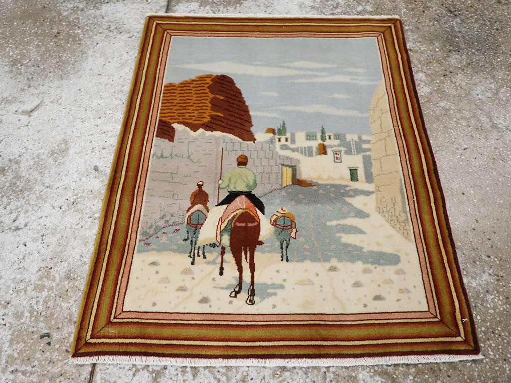 Vintage Persian Tabriz Pictorial Rug (Pair: 2 of 2), No.32100 - Gsblank