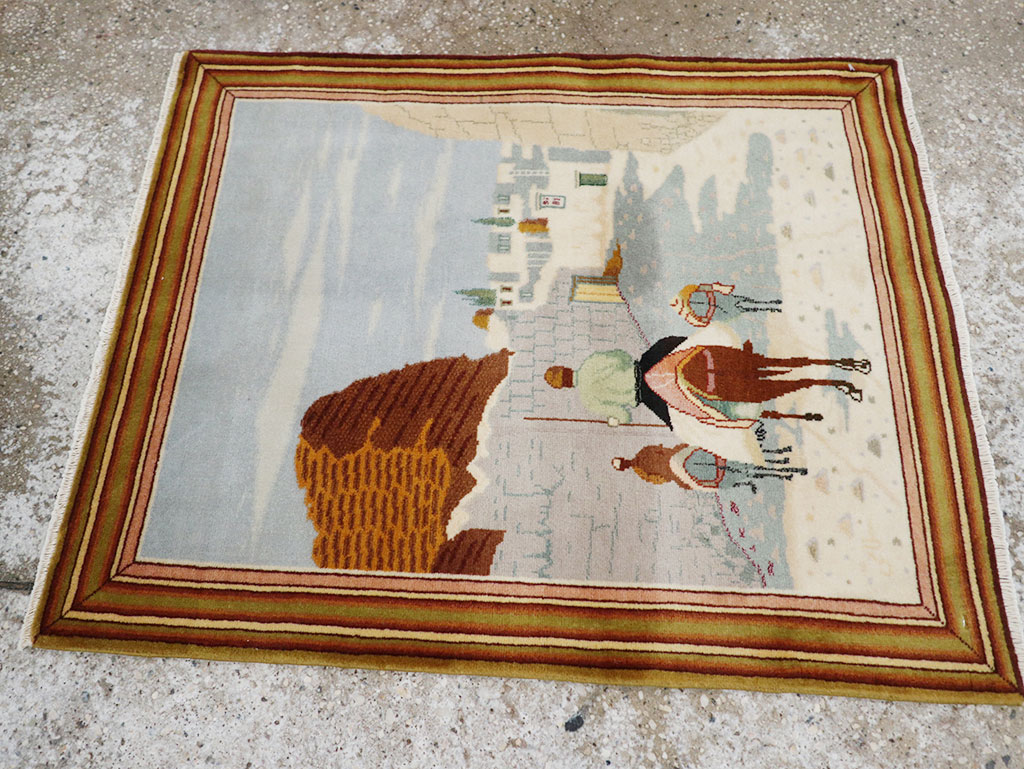 Vintage Persian Tabriz Pictorial Rug (Pair: 2 of 2), No.32100 - Gsblank