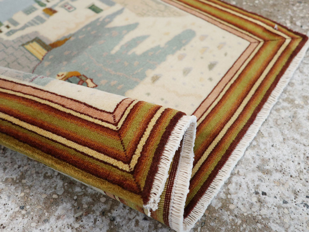 Vintage Persian Tabriz Pictorial Rug (Pair: 2 of 2), No.32100 - Gsblank