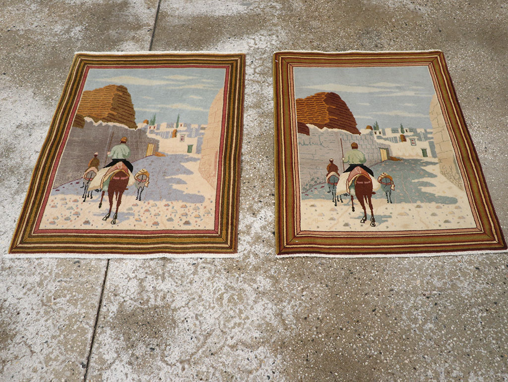 Vintage Persian Tabriz Pictorial Rug (Pair: 2 of 2), No.32100 - Gsblank