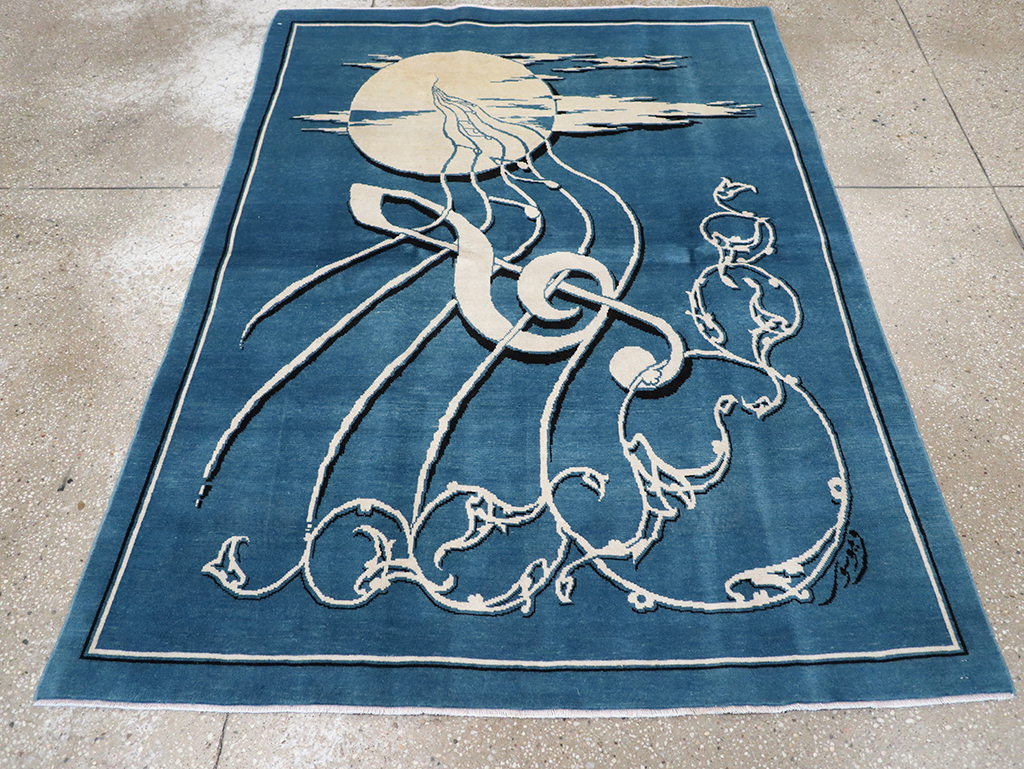 Vintage Persian Mashad Pictorial Rug, No.32101 - Gsblank