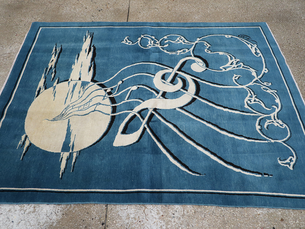 Vintage Persian Mashad Pictorial Rug, No.32101 - Gsblank