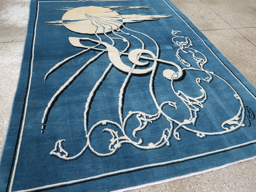 Vintage Persian Mashad Pictorial Rug, No.32101 - Gsblank