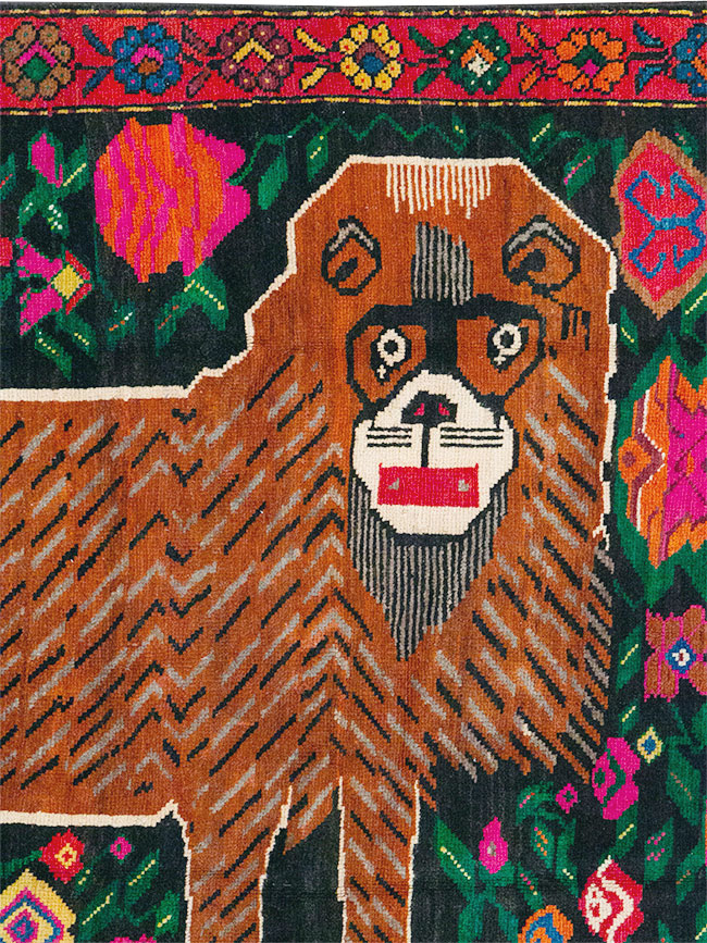 Vintage Caucasian Karabagh Pictorial Gallery Rug, No.32116 - Gsblank