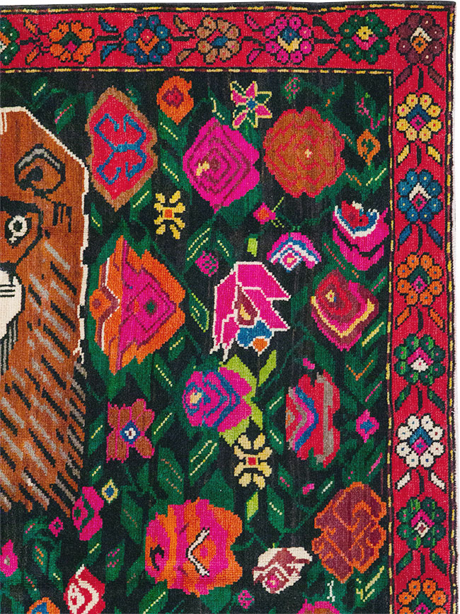 Vintage Caucasian Karabagh Pictorial Gallery Rug, No.32116 - Gsblank