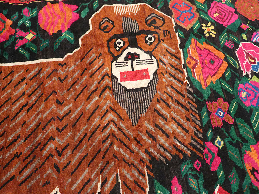 Vintage Caucasian Karabagh Pictorial Gallery Rug, No.32116 - Gsblank