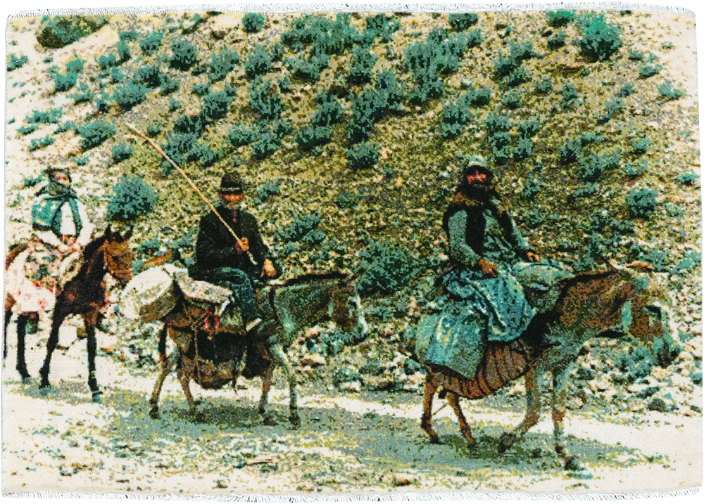 Modern Persian Tabriz Pictorial Throw Rug, No.32119 - Gsblank