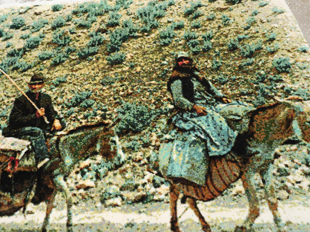 Modern Persian Tabriz Pictorial Throw Rug, No.32119 - Gsblank