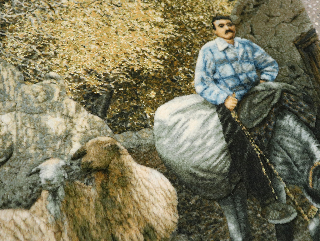 Modern Persian Tabriz Pictorial Throw Rug, No.32120 - Gsblank