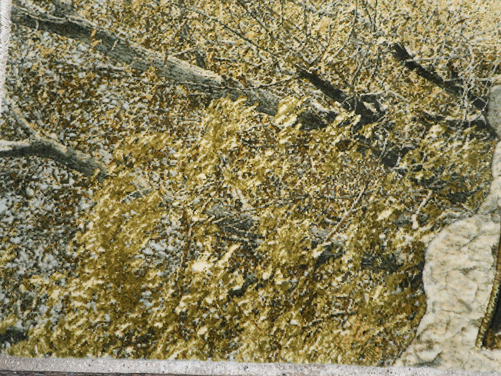 Modern Persian Tabriz Pictorial Throw Rug, No.32120 - Gsblank