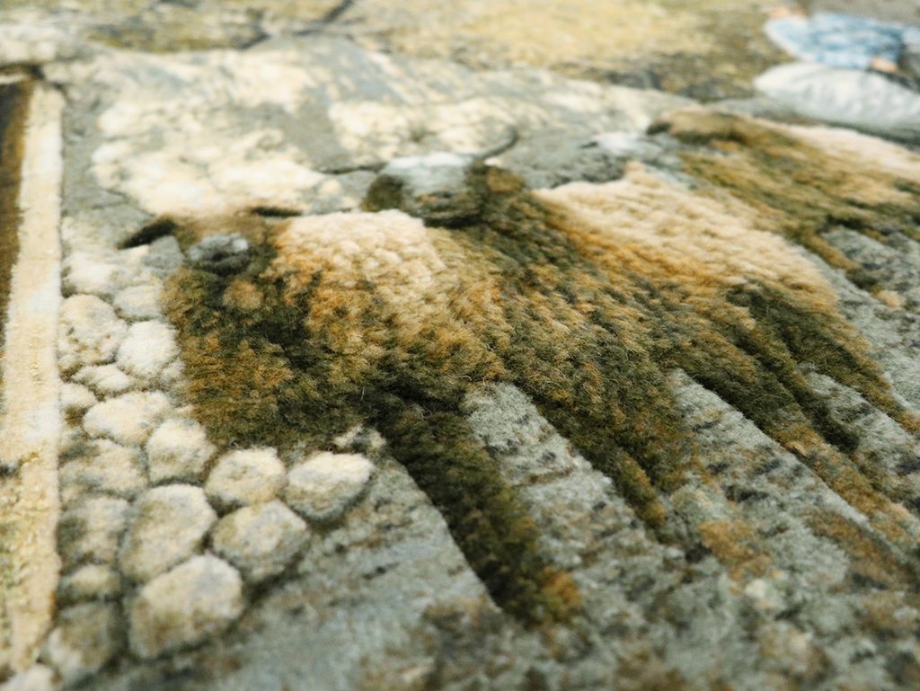 Modern Persian Tabriz Pictorial Throw Rug, No.32120 - Gsblank