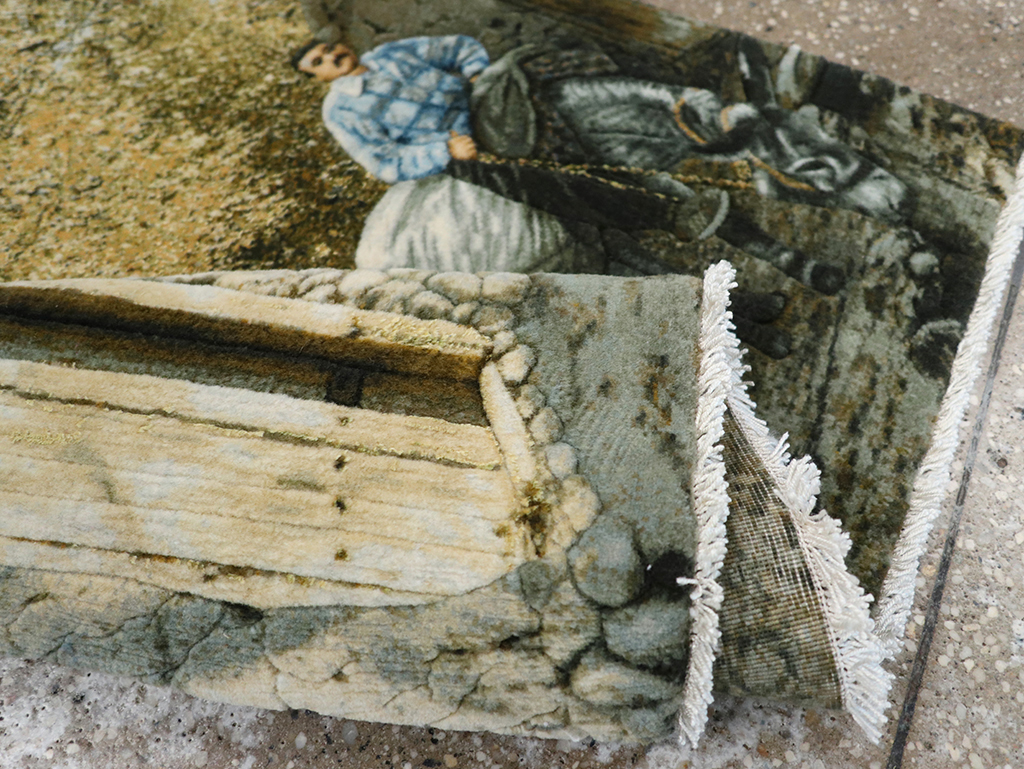 Modern Persian Tabriz Pictorial Throw Rug, No.32120 - Gsblank