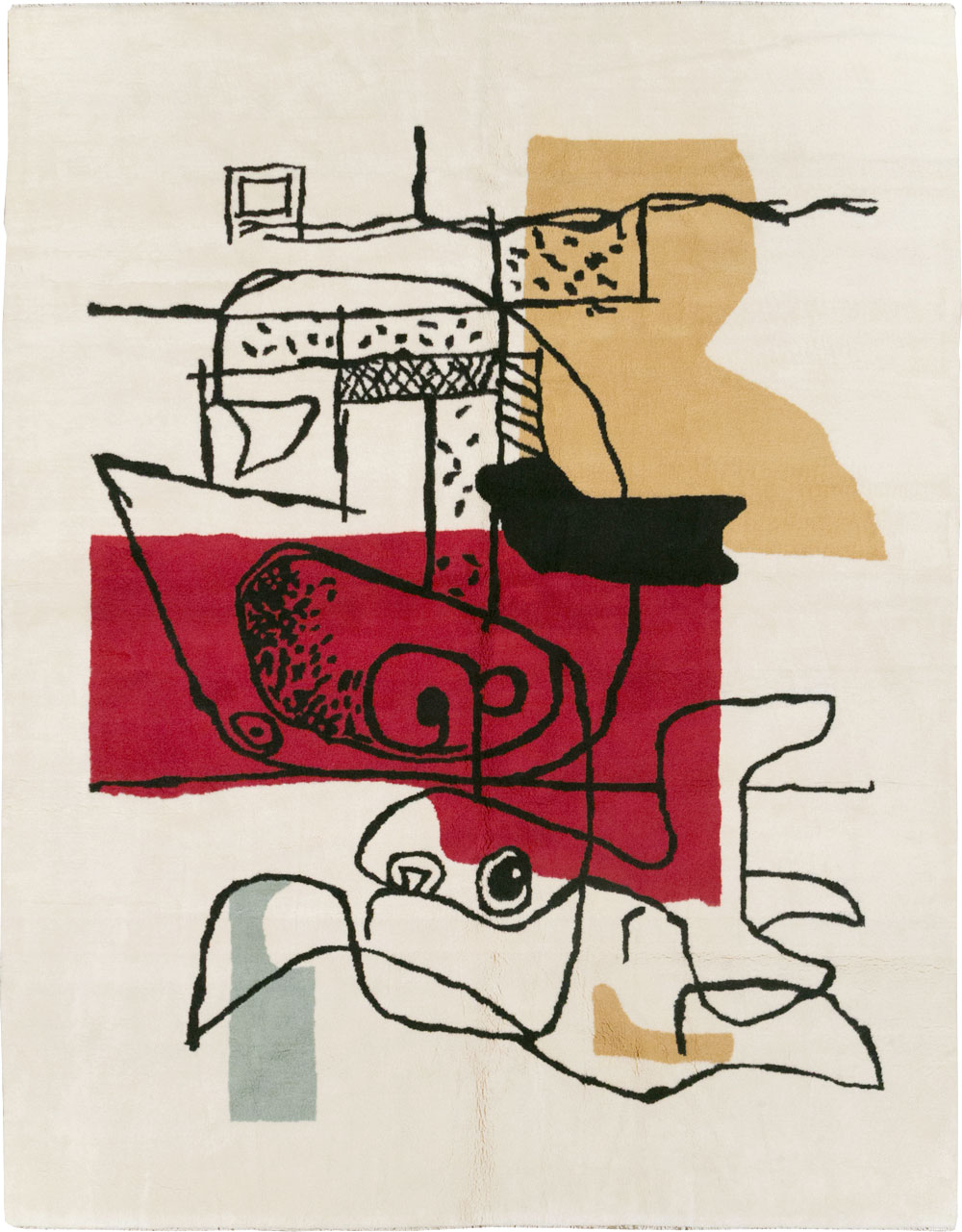 Modern Turkish Art Deco Carpet in the style of Le Corbusier, No.32136 - Gsblank