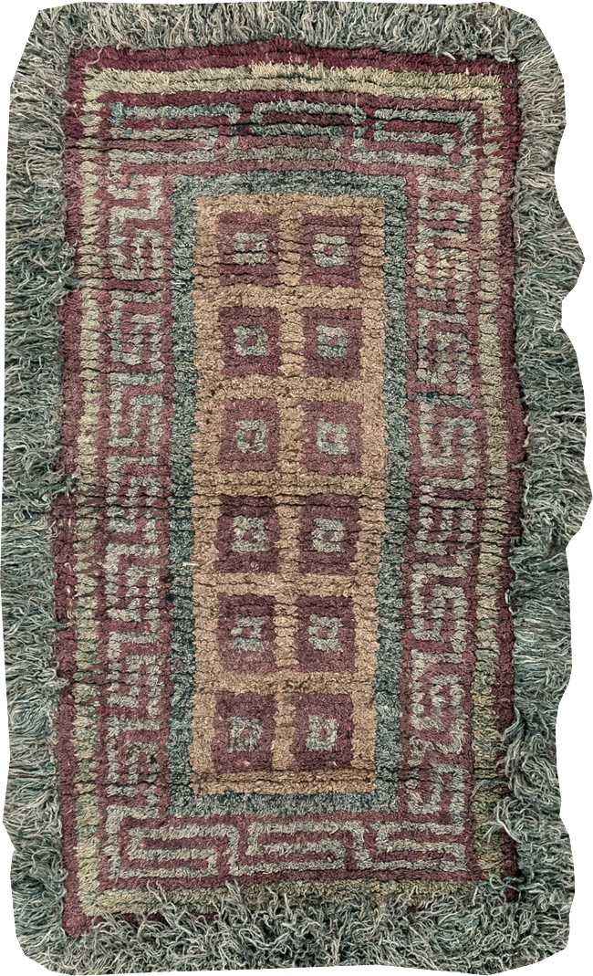 Antique Tibetan Wangden Throw Rug, No.32141 - Gsblank