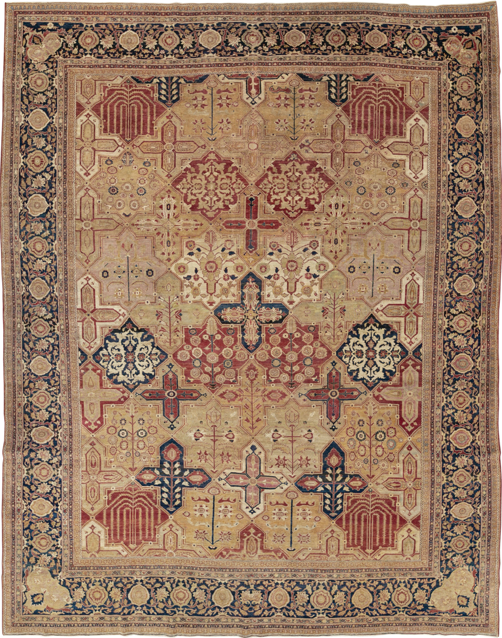 Antique Persian Lavar Kerman Room Size Carpet, No.32142 - Gsblank