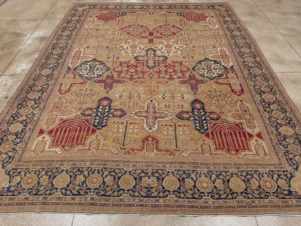 Antique Persian Lavar Kerman Room Size Carpet, No.32142 - Gsblank