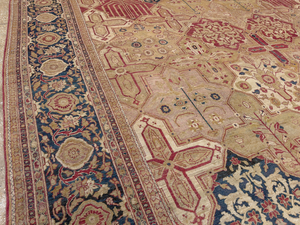 Antique Persian Lavar Kerman Room Size Carpet, No.32142 - Gsblank