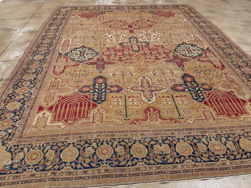 Antique Persian Lavar Kerman Room Size Carpet, No.32142 - Gsblank