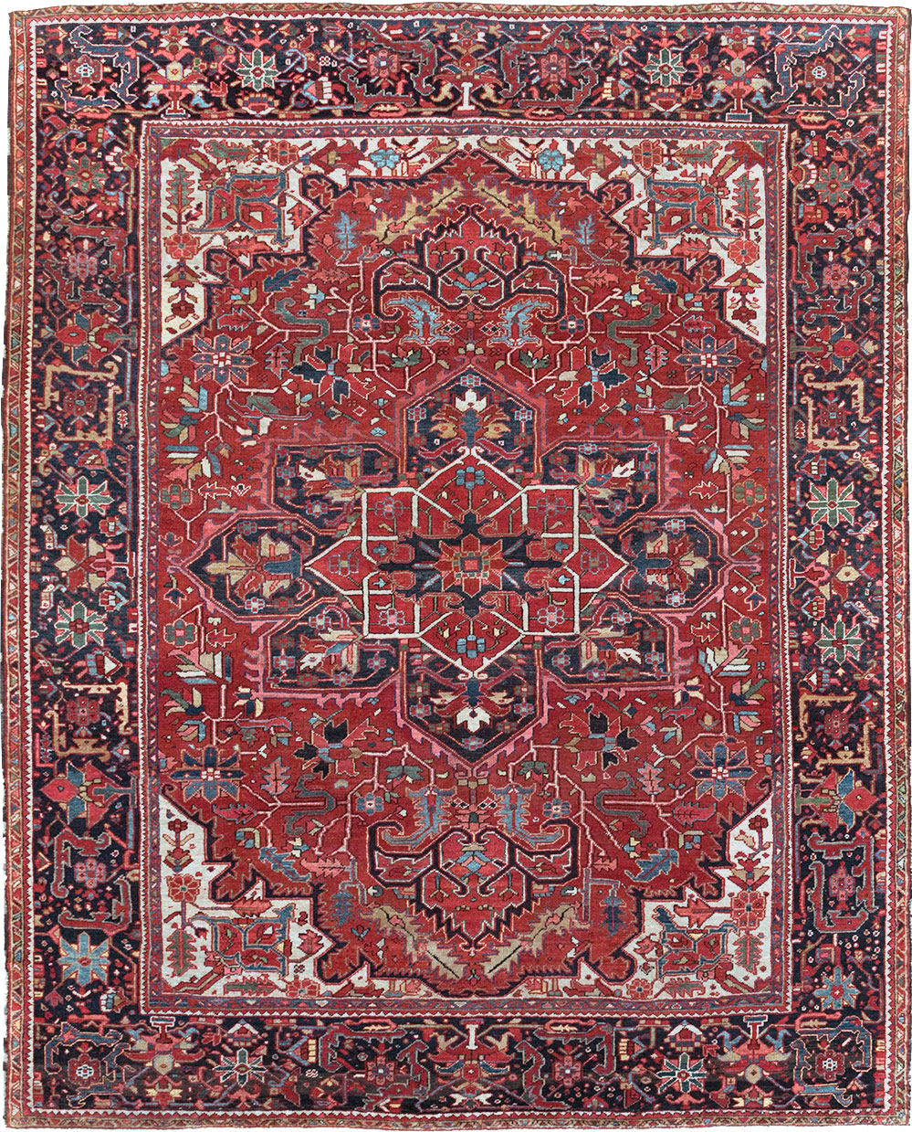 Vintage Persian Heriz Room Size Carpet, No.32143 - Gsblank