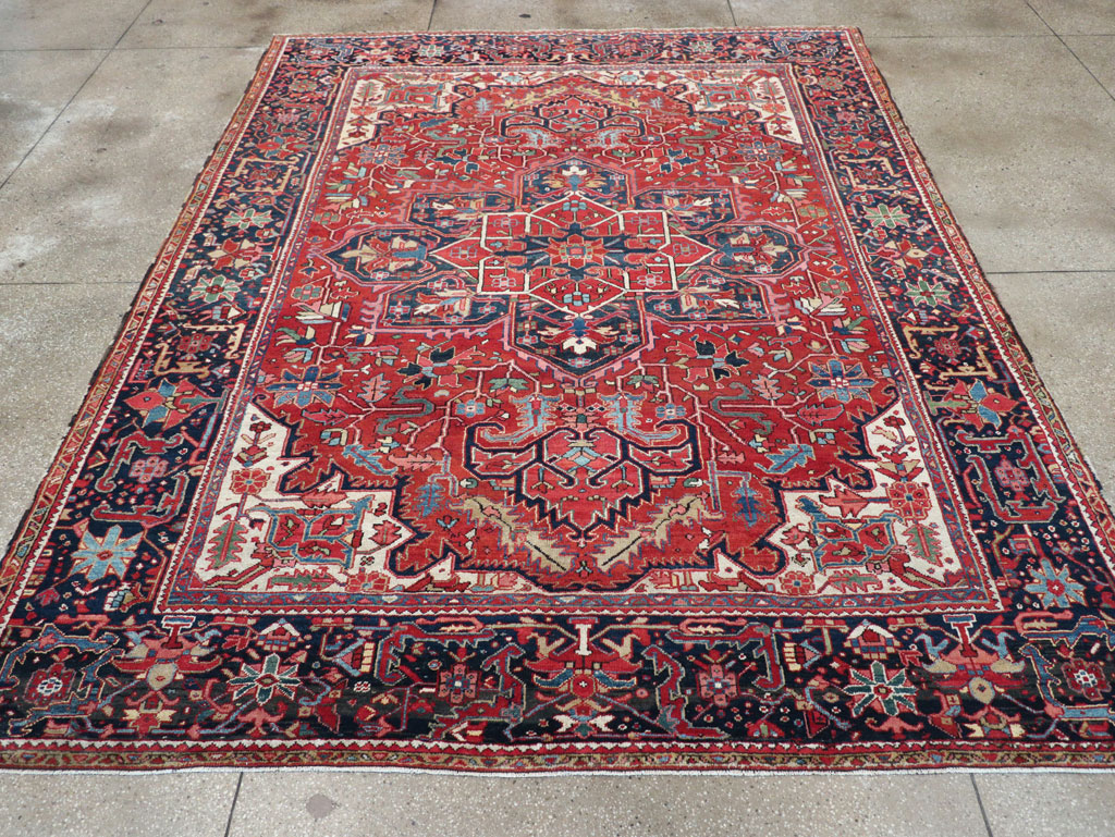 Vintage Persian Heriz Room Size Carpet, No.32143 - Gsblank