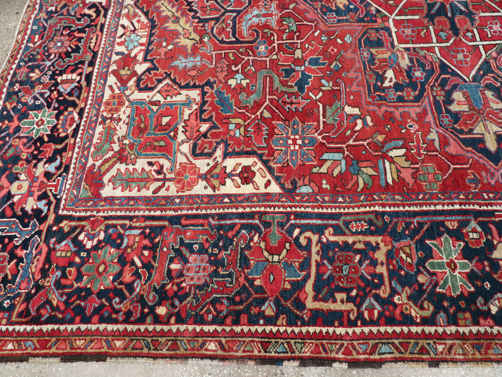 Vintage Persian Heriz Room Size Carpet, No.32143 - Gsblank