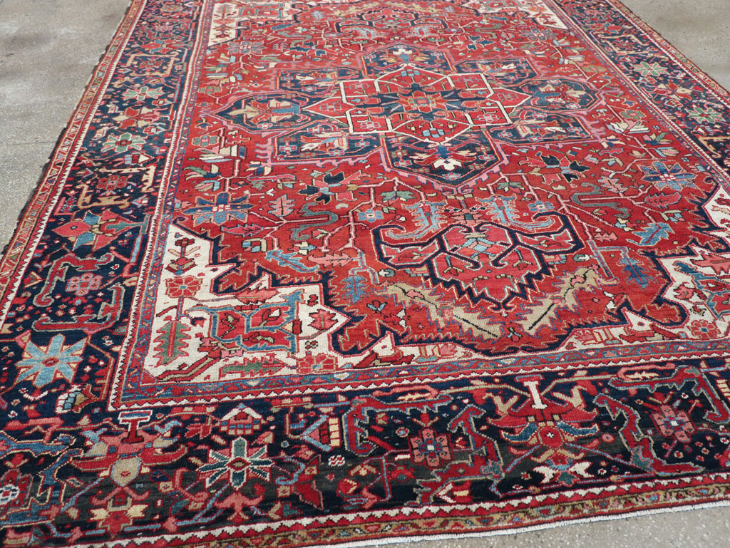Vintage Persian Heriz Room Size Carpet, No.32143 - Gsblank