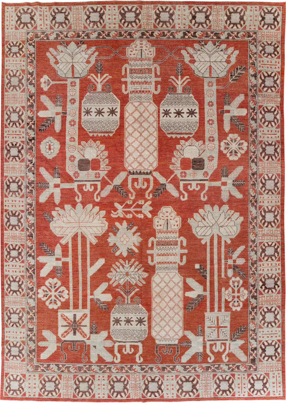 Modern East Turkestan Khotan Room Size Carpet, No.32156 - Gsblank