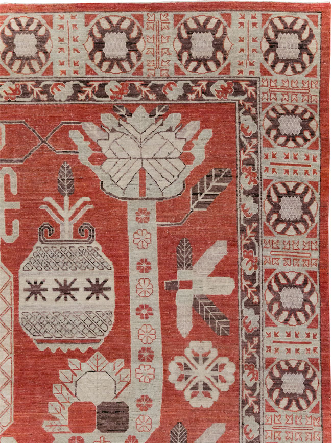 Modern East Turkestan Khotan Room Size Carpet, No.32156 - Gsblank