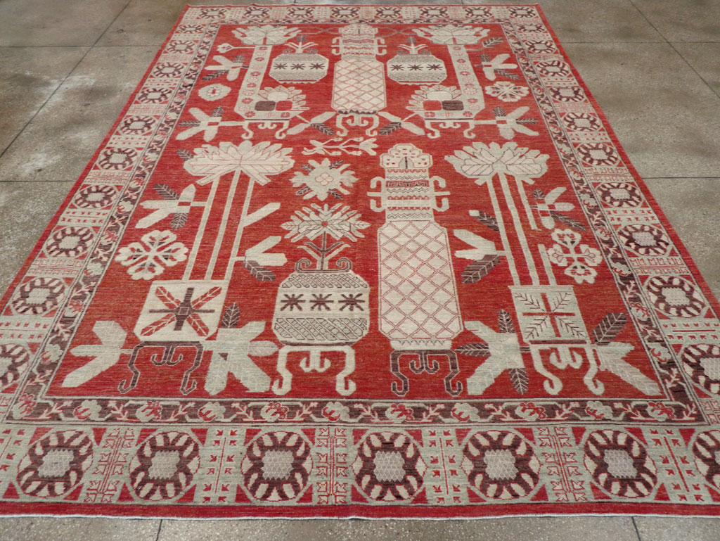 Modern East Turkestan Khotan Room Size Carpet, No.32156 - Gsblank