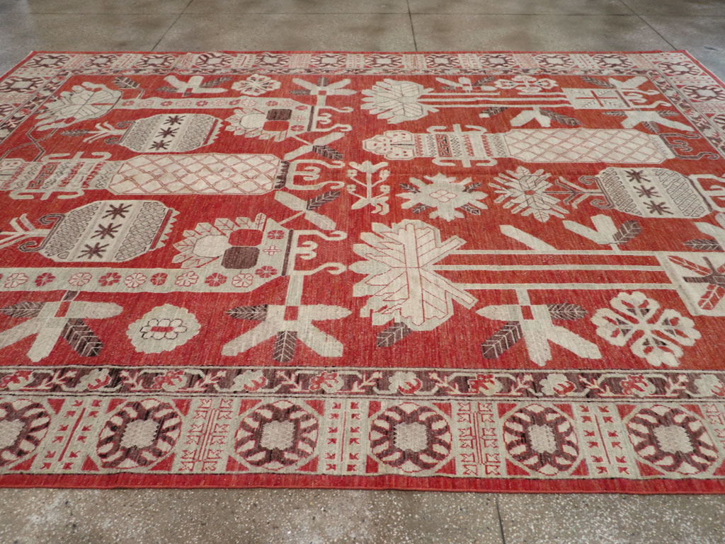Modern East Turkestan Khotan Room Size Carpet, No.32156 - Gsblank