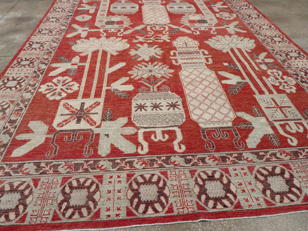 Modern East Turkestan Khotan Room Size Carpet, No.32156 - Gsblank