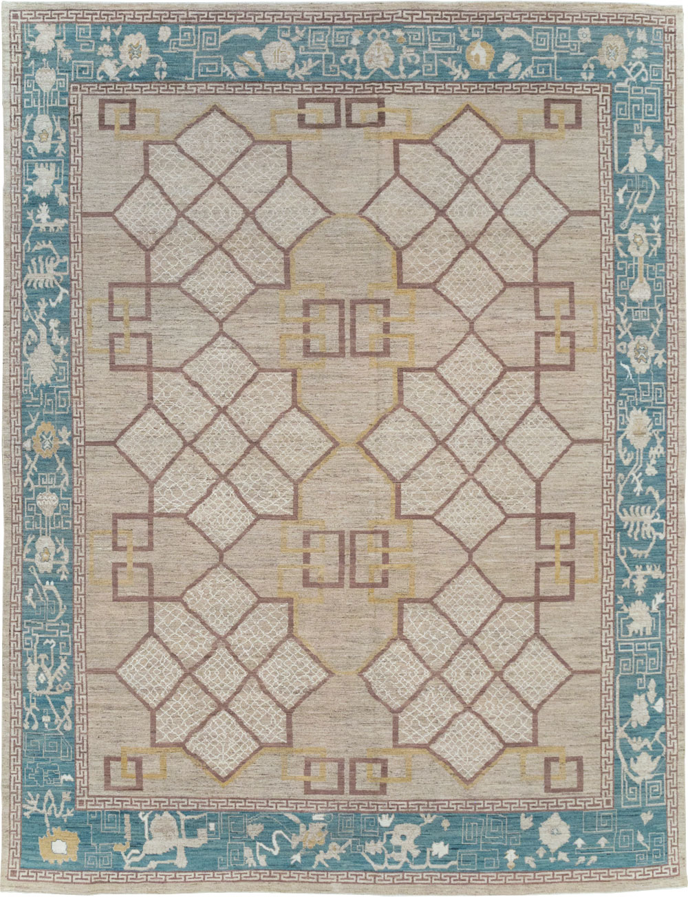 Modern East Turkestan Khotan Room Size Carpet, No.32163 - Gsblank