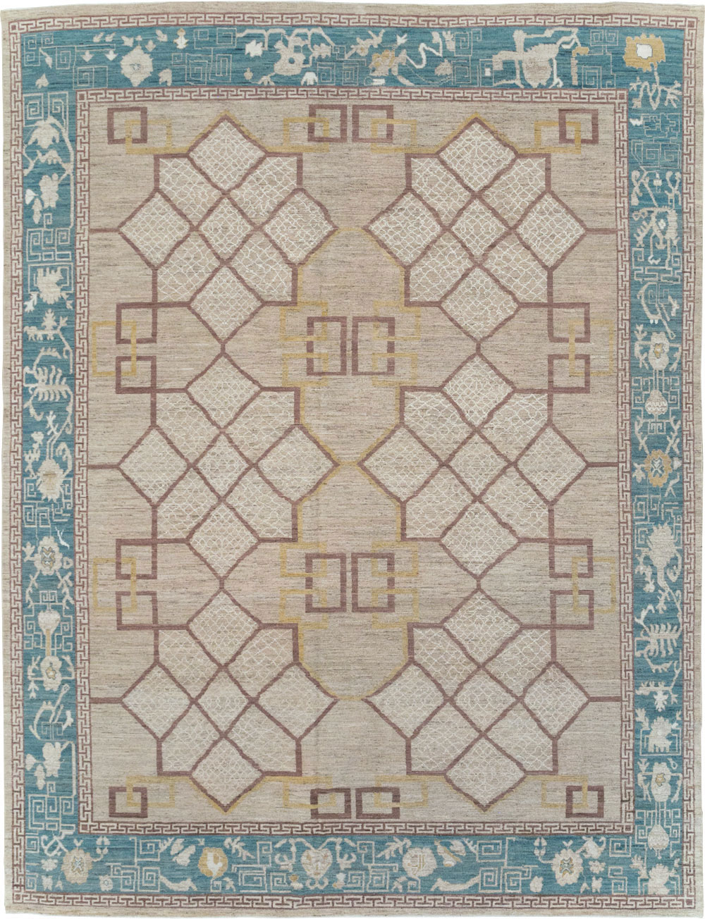 Modern East Turkestan Khotan Room Size Carpet, No.32163 - Gsblank