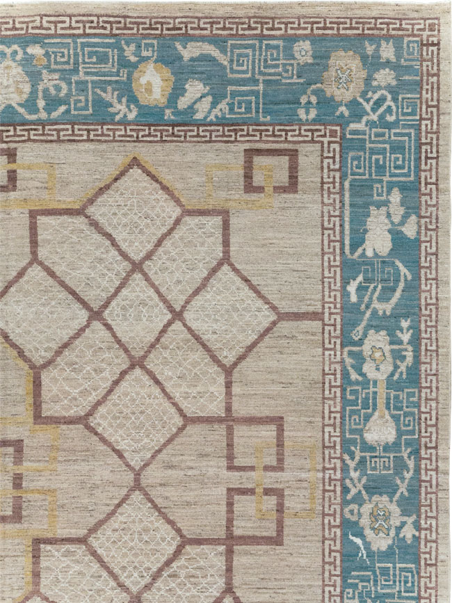 Modern East Turkestan Khotan Room Size Carpet, No.32163 - Gsblank