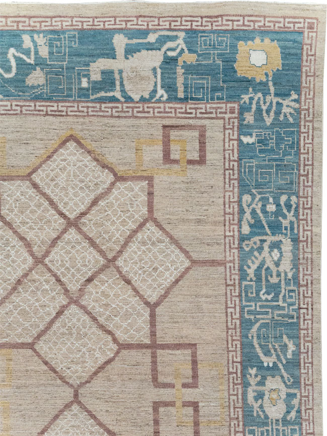 Modern East Turkestan Khotan Room Size Carpet, No.32163 - Gsblank