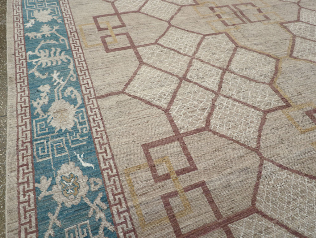 Modern East Turkestan Khotan Room Size Carpet, No.32163 - Gsblank