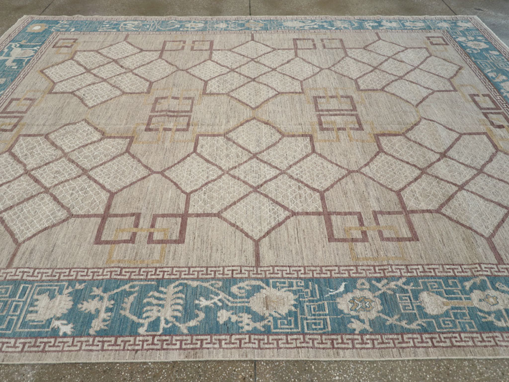 Modern East Turkestan Khotan Room Size Carpet, No.32163 - Gsblank