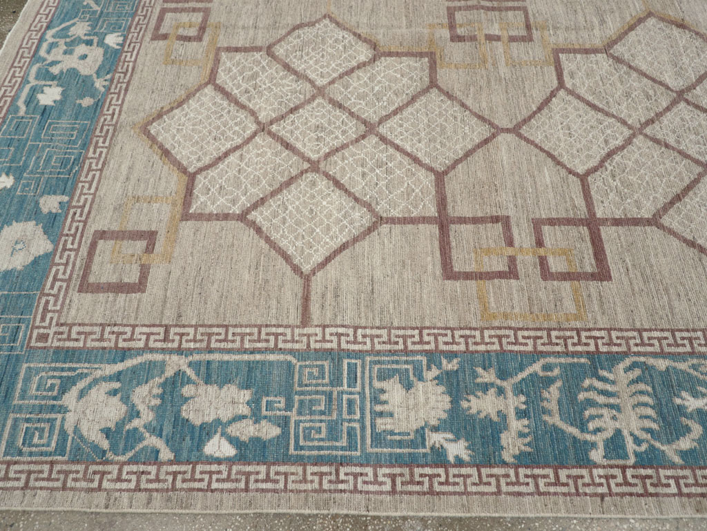 Modern East Turkestan Khotan Room Size Carpet, No.32163 - Gsblank