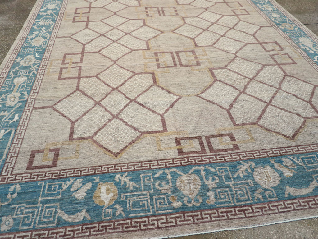 Modern East Turkestan Khotan Room Size Carpet, No.32163 - Gsblank