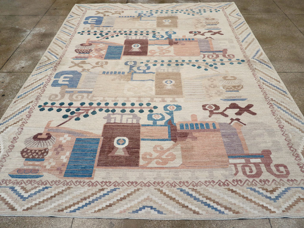 Modern East Turkestan Vase Khotan Room Size Carpet, No.32167 - Gsblank