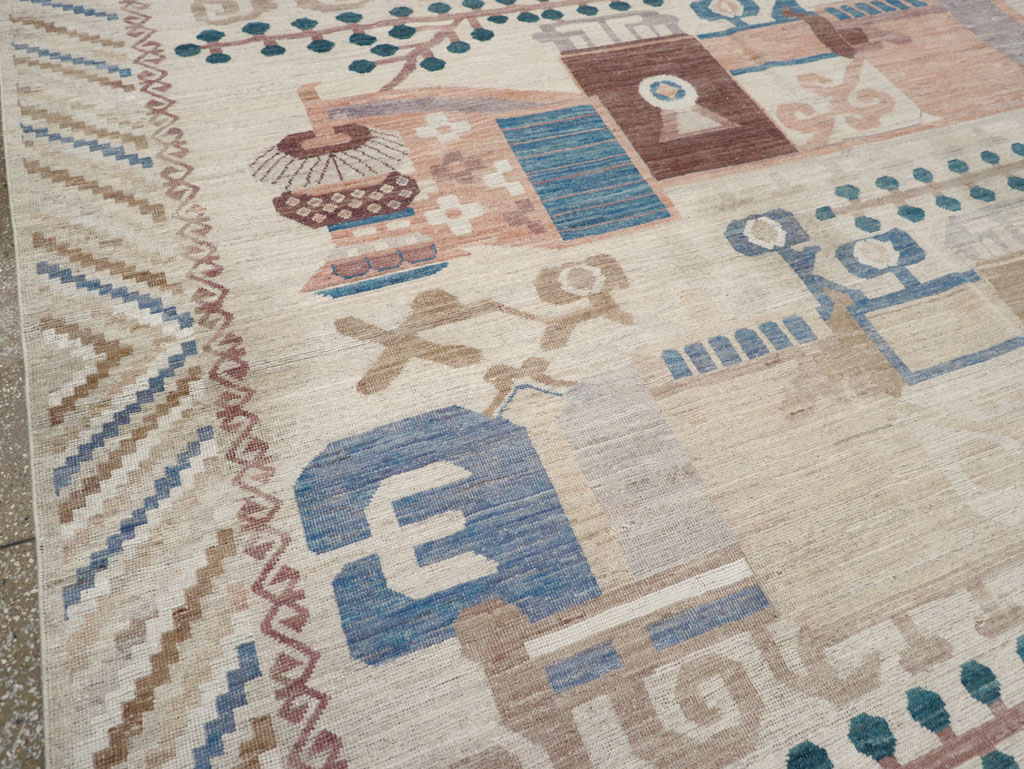 Modern East Turkestan Vase Khotan Room Size Carpet, No.32167 - Gsblank