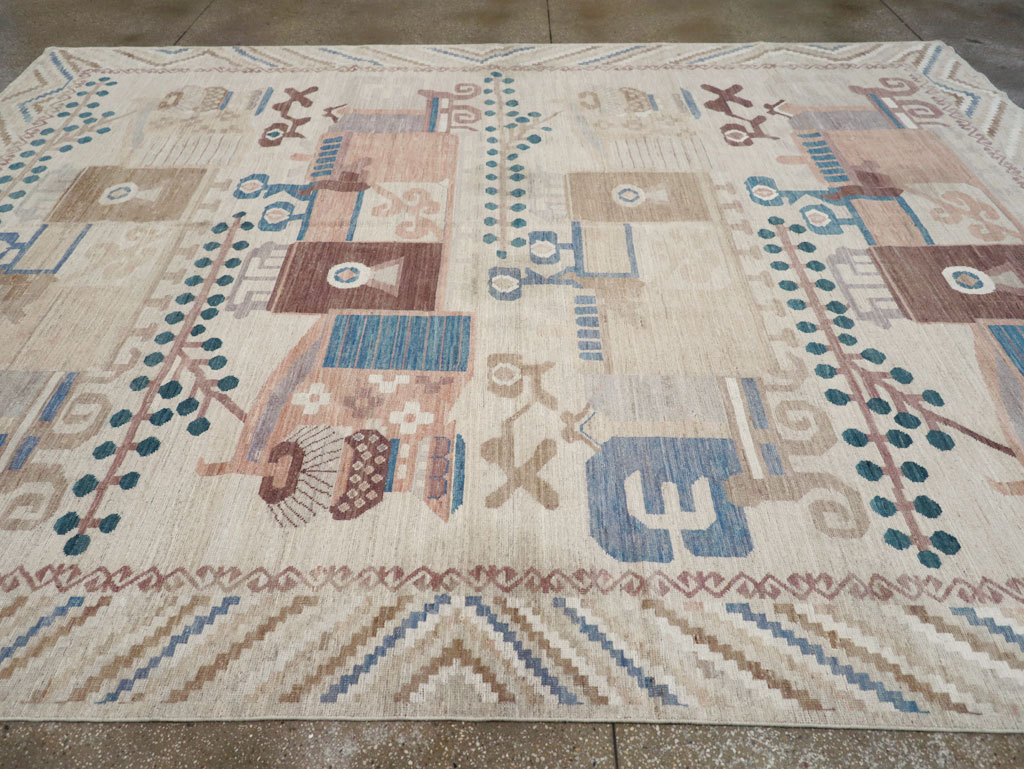 Modern East Turkestan Vase Khotan Room Size Carpet, No.32167 - Gsblank