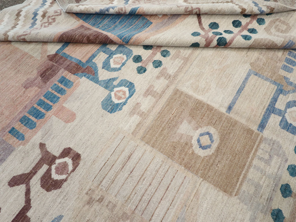 Modern East Turkestan Vase Khotan Room Size Carpet, No.32167 - Gsblank