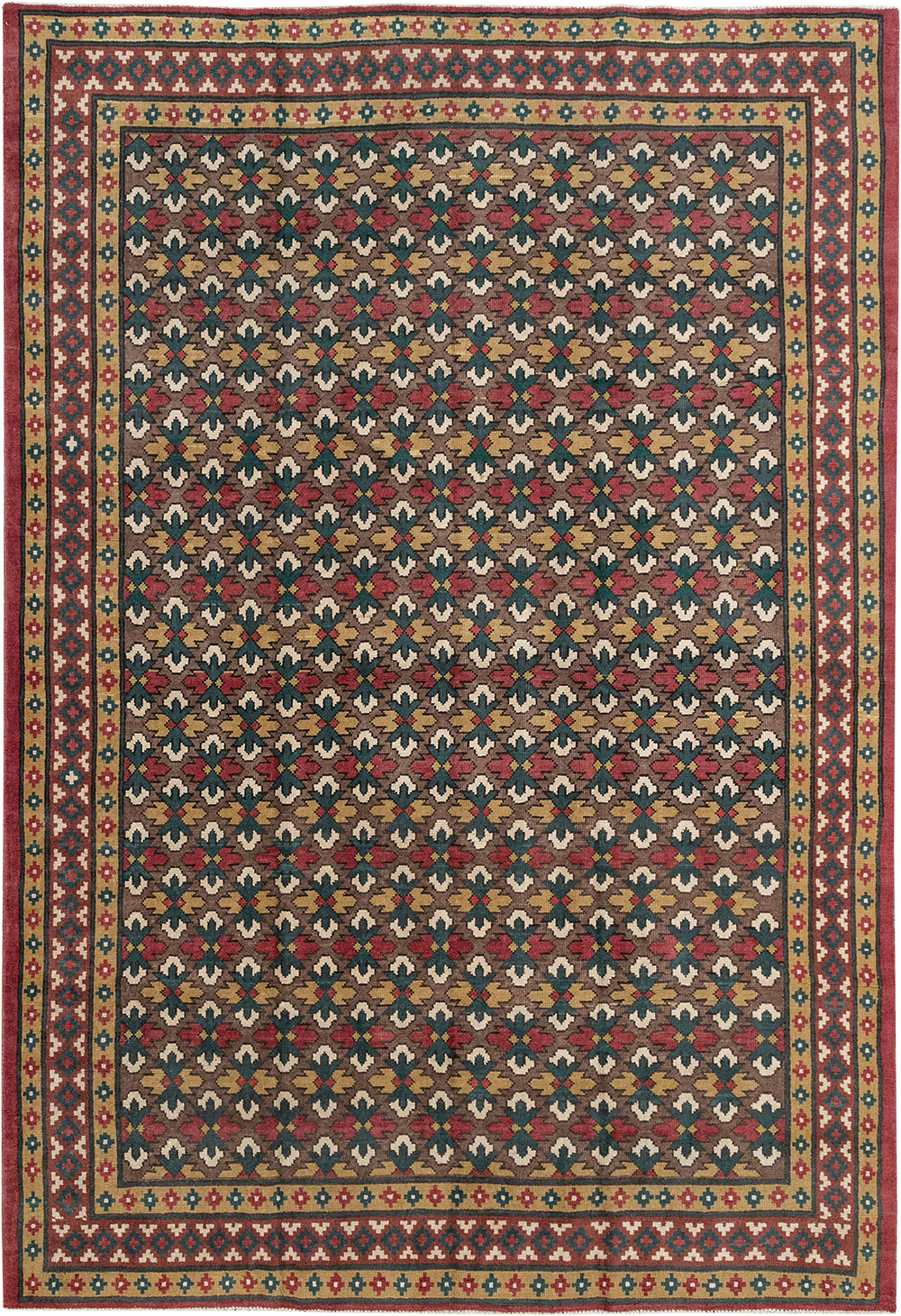Vintage East Turkestan Samarkand Room Size Carpet, No.32169 - Gsblank