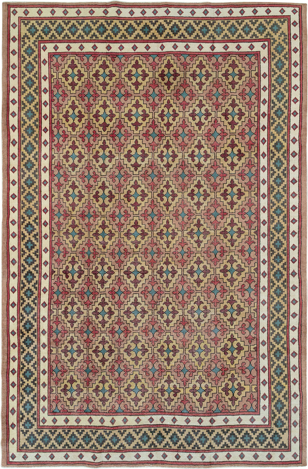 Vintage East Turkestan Samarkand Room Size Carpet, No.32171 - Gsblank